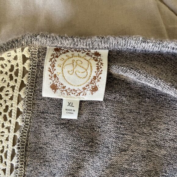 Tru Self Sweater Blouse Tunic Crochet Knit Boho Size XL Animal Print Colorblock - Picture 8 of 12